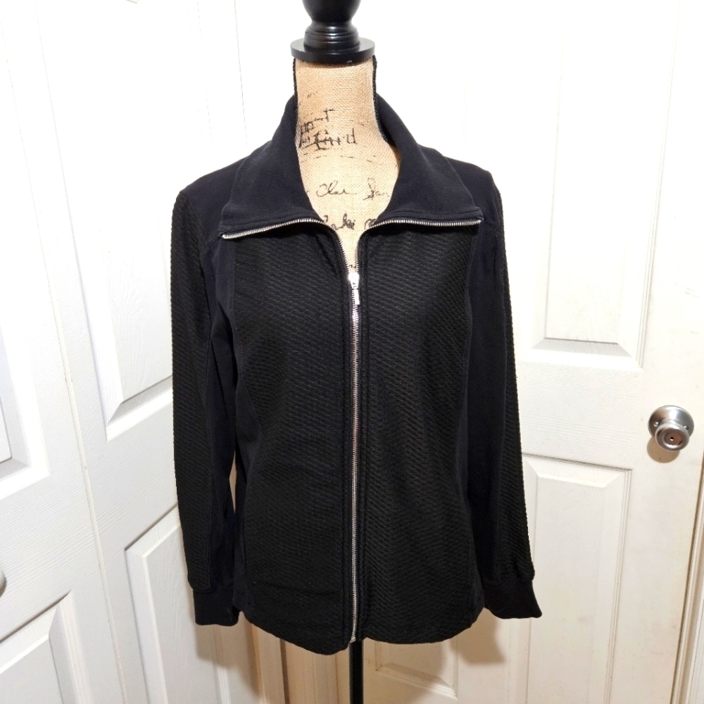 Croft & Barrow Black Mesh Trim Jacket Size PL